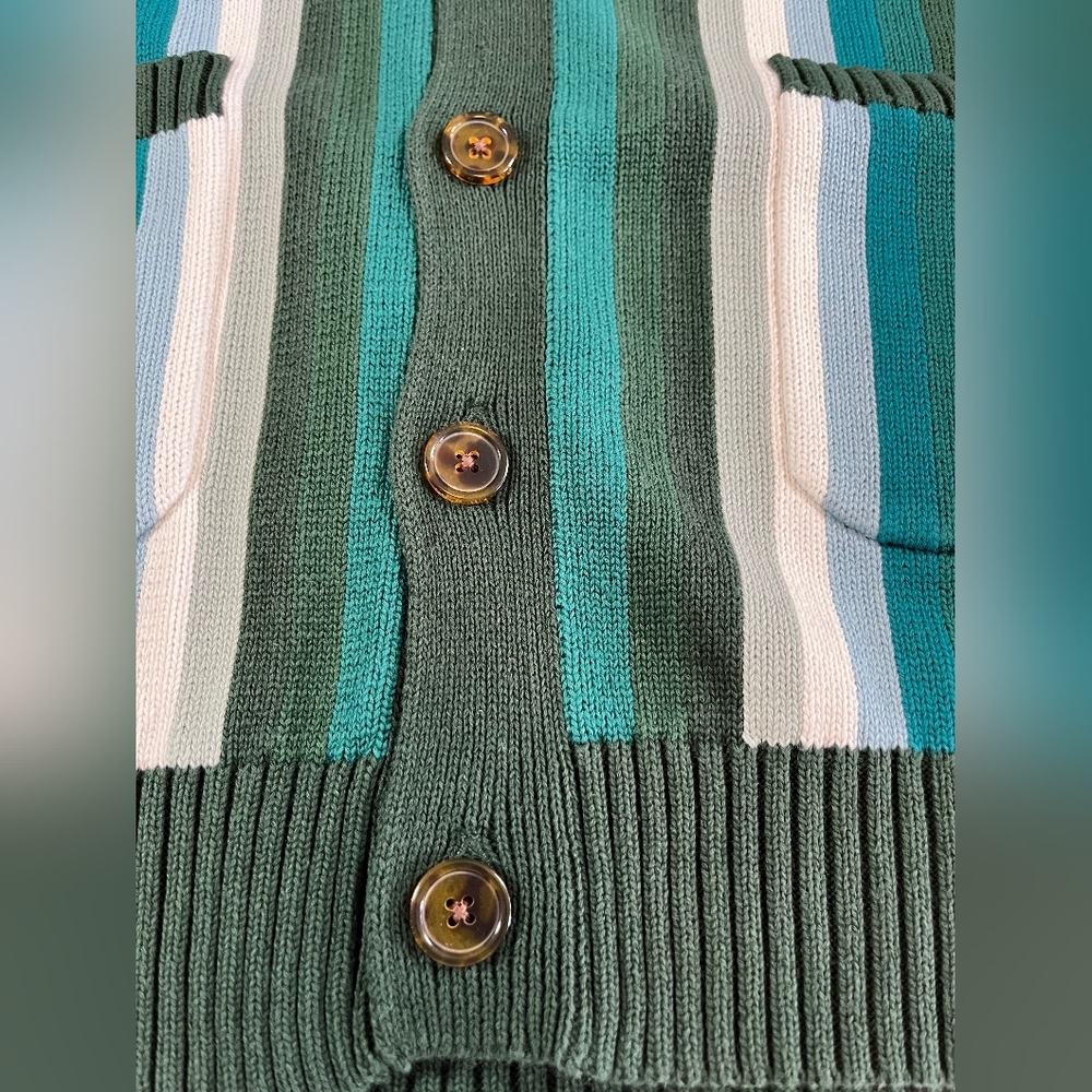 Bogey Boys Blue Striped Cardigan Sweater-XL - Picture 4 of 7